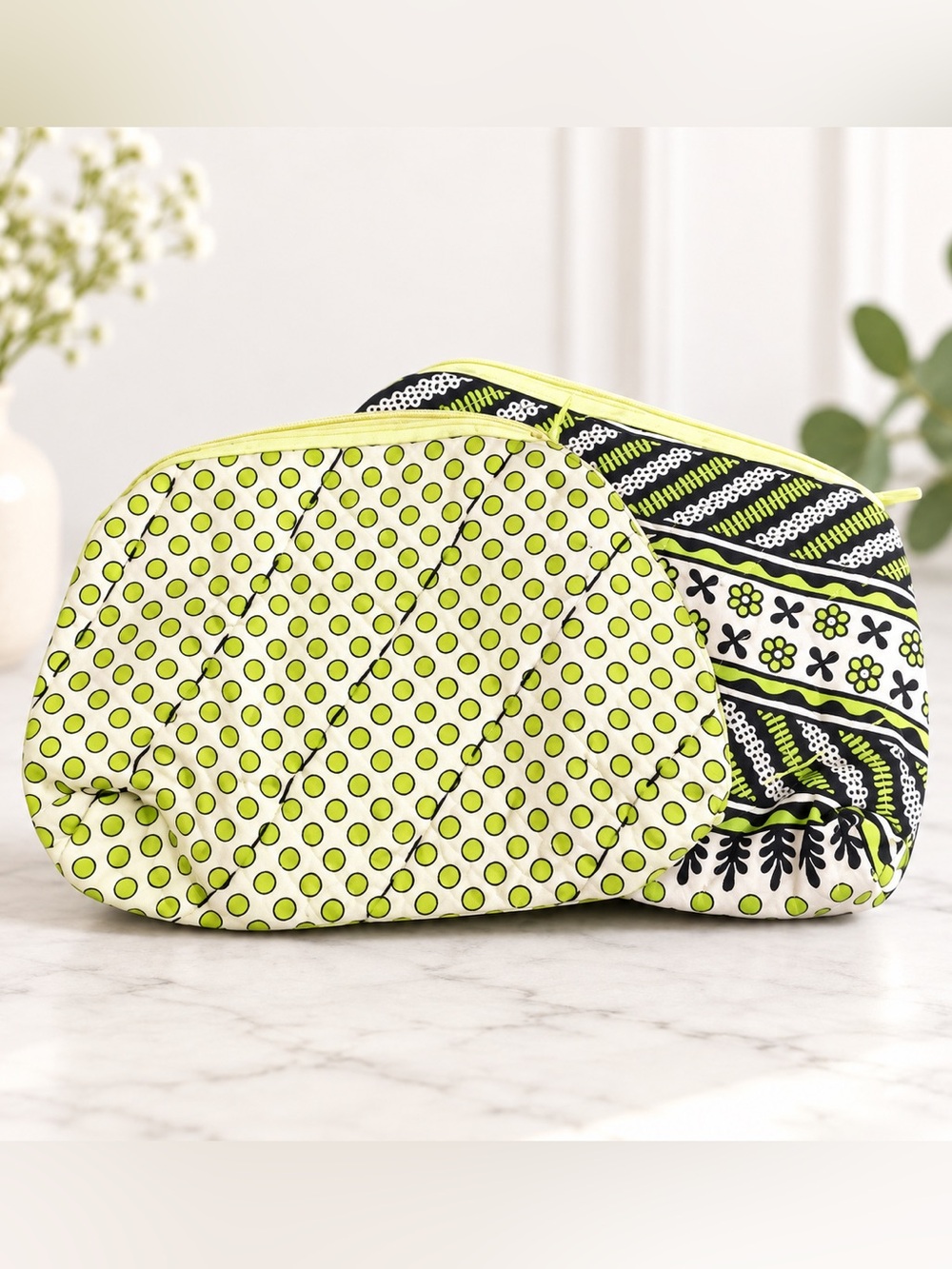 NWOT 100% solo Polka Dot Pouch Set